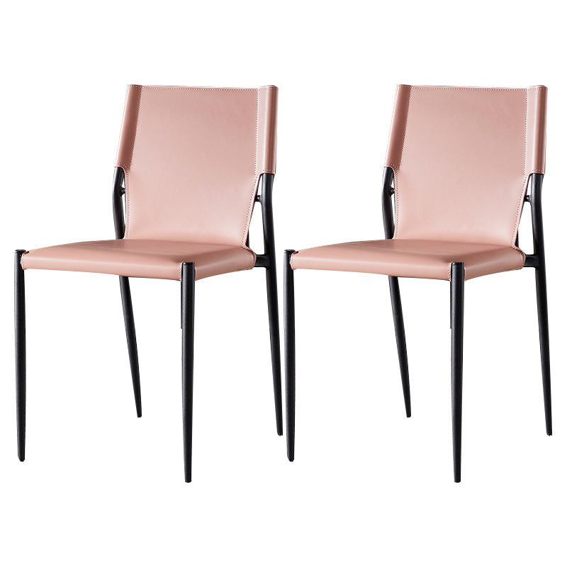 Minimalist Design Leather Dining Side Chair Armless Solid Back Chairs