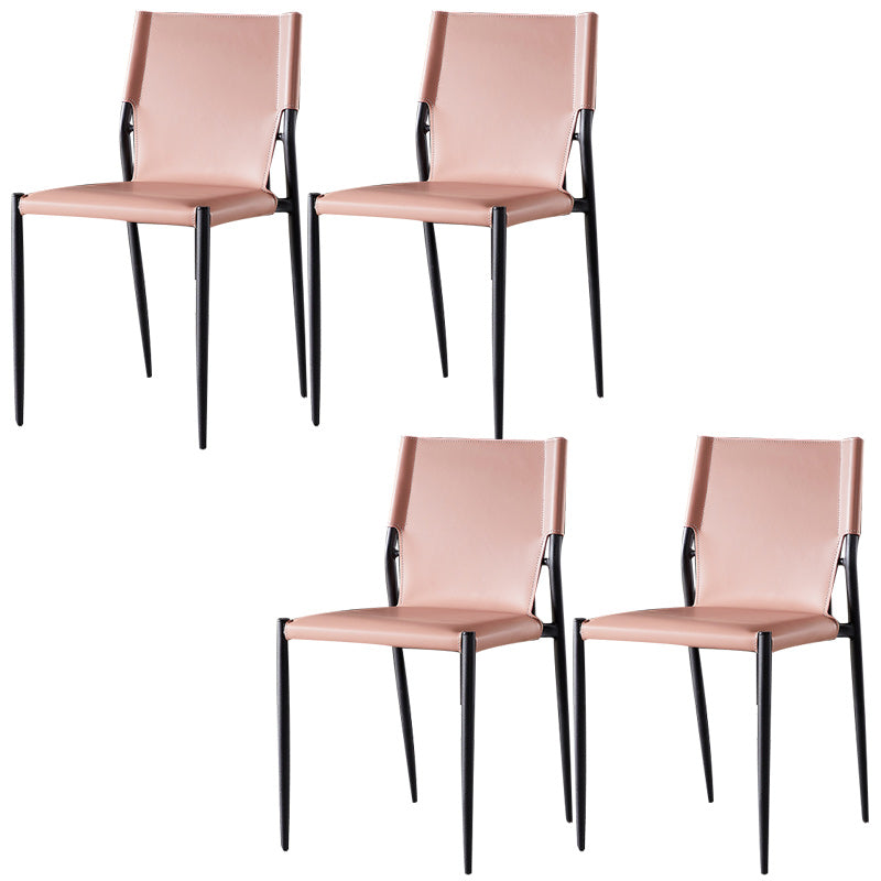 Minimalist Design Leather Dining Side Chair Armless Solid Back Chairs