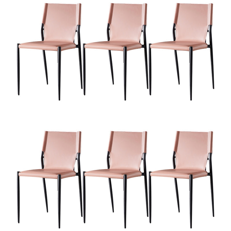 Minimalist Design Leather Dining Side Chair Armless Solid Back Chairs