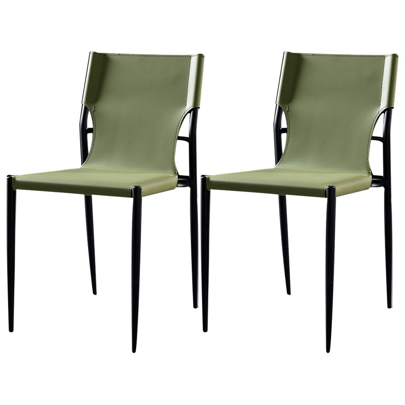 Minimalist Design Leather Dining Side Chair Armless Solid Back Chairs