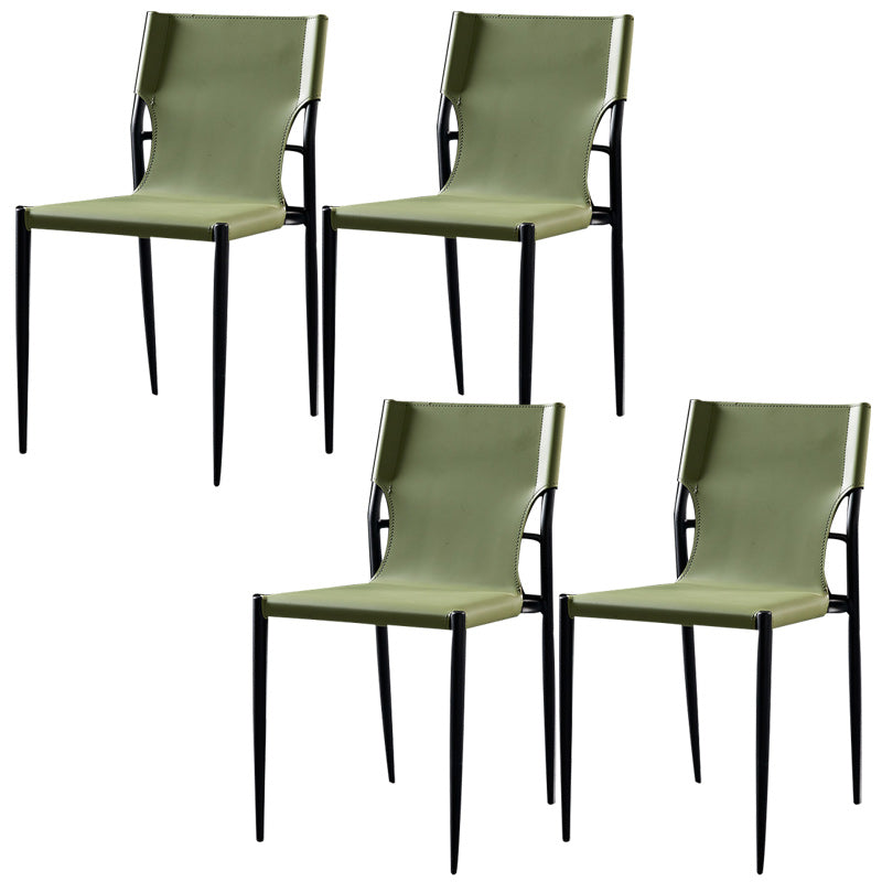 Minimalist Design Leather Dining Side Chair Armless Solid Back Chairs