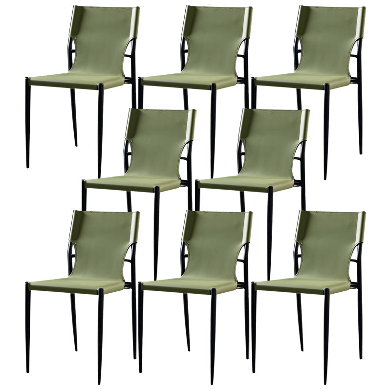 Minimalist Design Leather Dining Side Chair Armless Solid Back Chairs