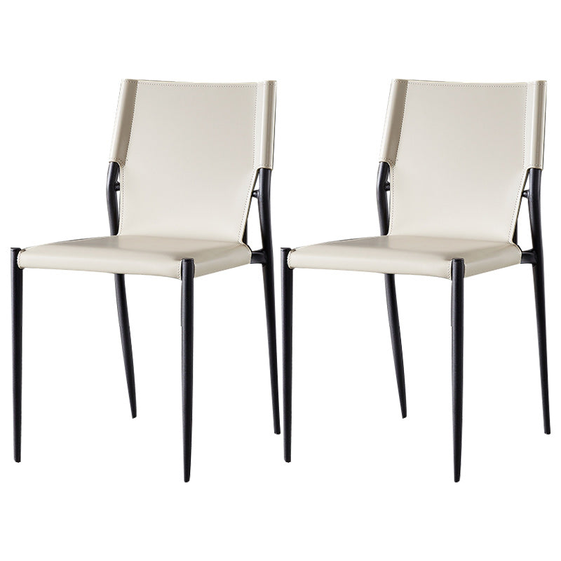 Minimalist Design Leather Dining Side Chair Armless Solid Back Chairs