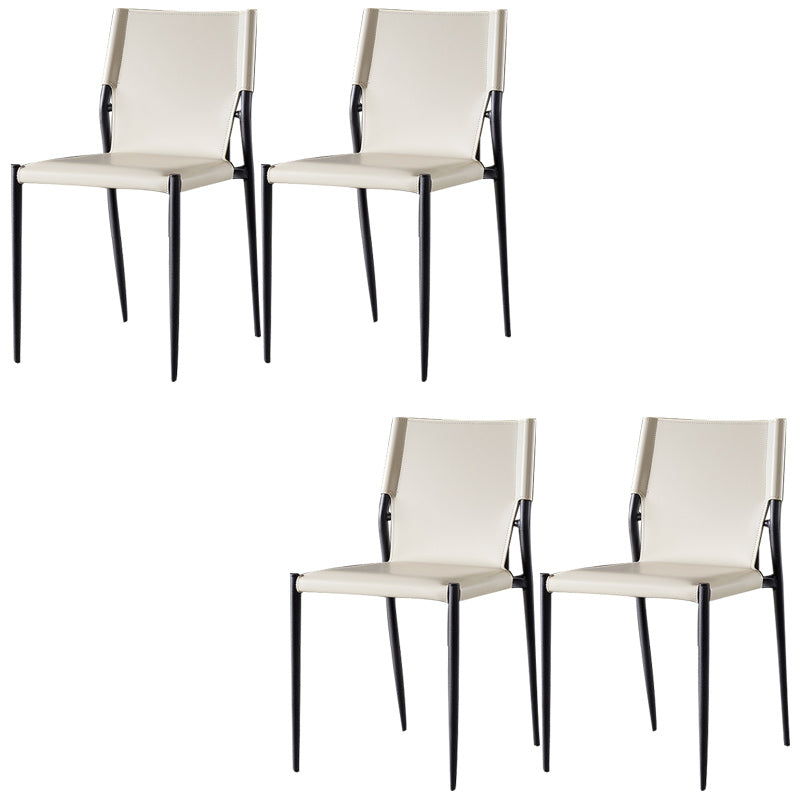 Minimalist Design Leather Dining Side Chair Armless Solid Back Chairs