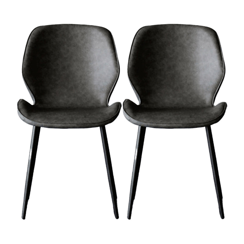 Minimalist Design Faux Leather Side Chairs Solid Back Armless Dining Chair