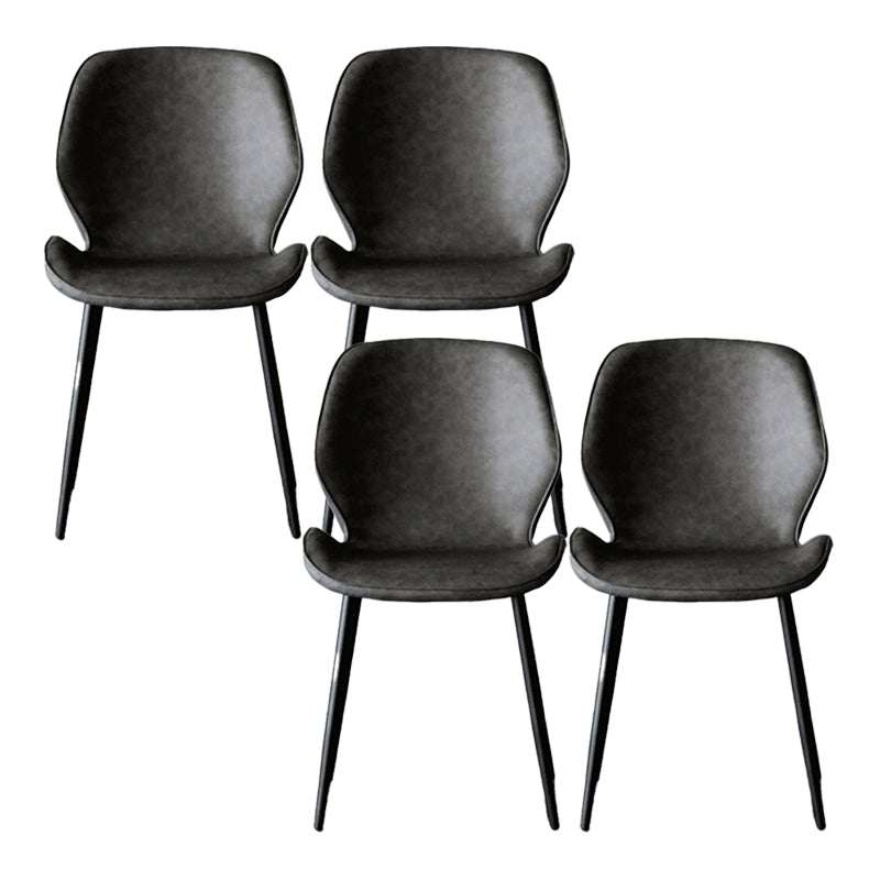 Minimalist Design Faux Leather Side Chairs Solid Back Armless Dining Chair