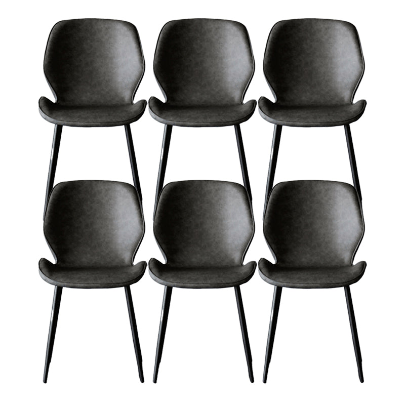 Minimalist Design Faux Leather Side Chairs Solid Back Armless Dining Chair