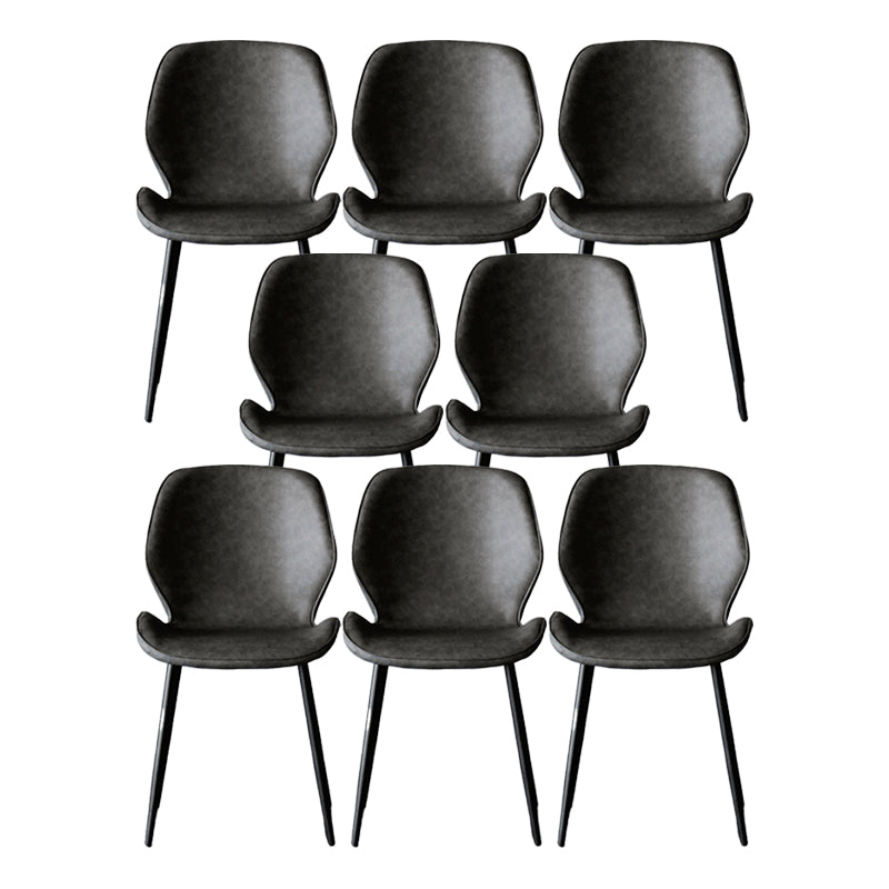 Minimalist Design Faux Leather Side Chairs Solid Back Armless Dining Chair