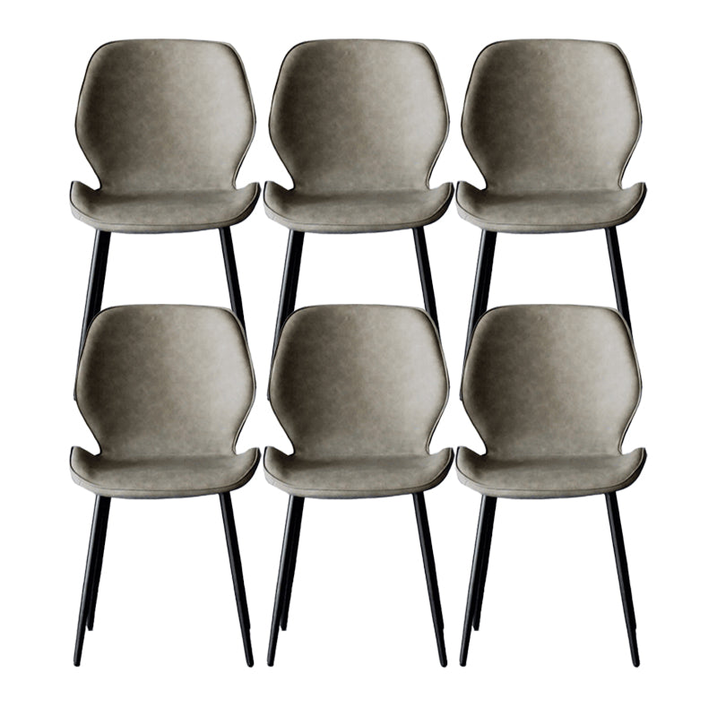 Minimalist Design Faux Leather Side Chairs Solid Back Armless Dining Chair