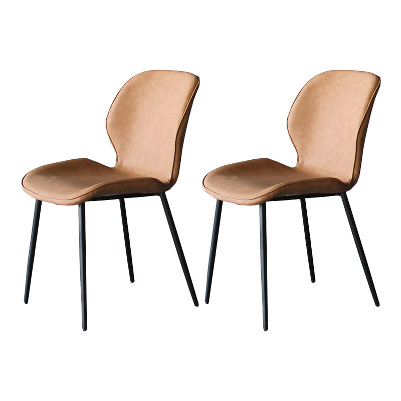 Minimalist Design Faux Leather Side Chairs Solid Back Armless Dining Chair