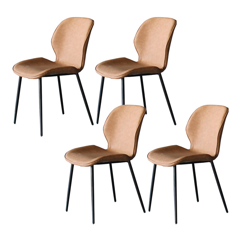 Minimalist Design Faux Leather Side Chairs Solid Back Armless Dining Chair