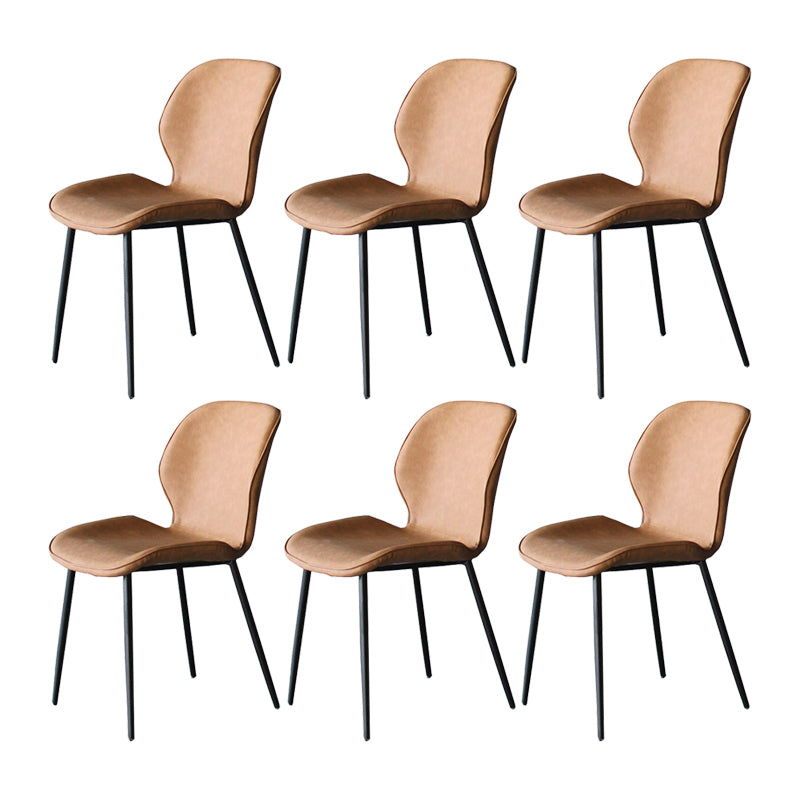 Minimalist Design Faux Leather Side Chairs Solid Back Armless Dining Chair