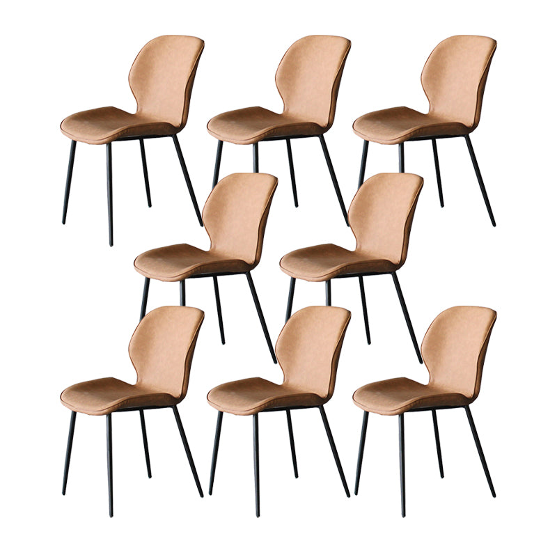 Minimalist Design Faux Leather Side Chairs Solid Back Armless Dining Chair