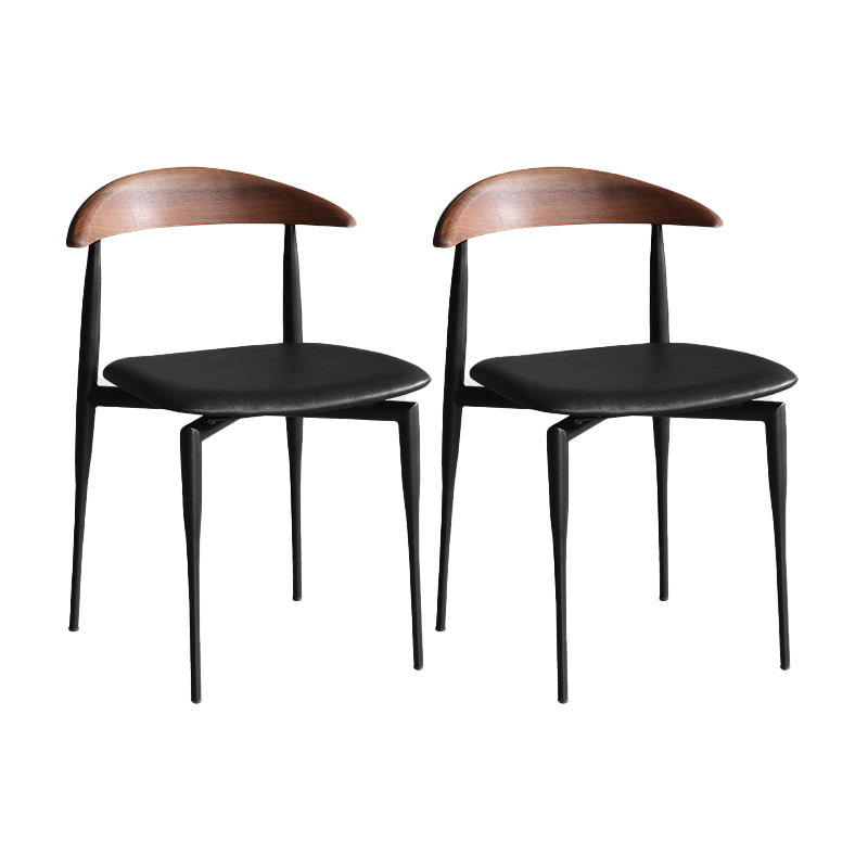 Minimalist Design Open Back Side Chairs Leather Dining Chairs