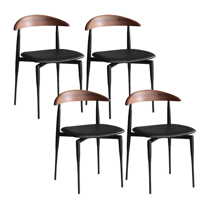 Minimalist Design Open Back Side Chairs Leather Dining Chairs