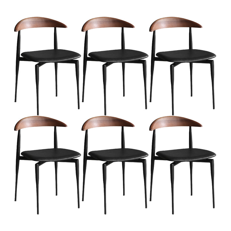 Minimalist Design Open Back Side Chairs Leather Dining Chairs