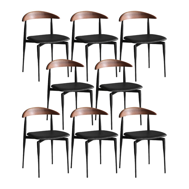 Minimalist Design Open Back Side Chairs Leather Dining Chairs