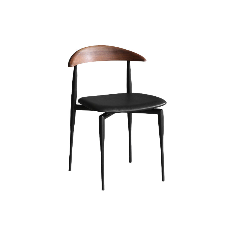 Minimalist Design Open Back Side Chairs Leather Dining Chairs