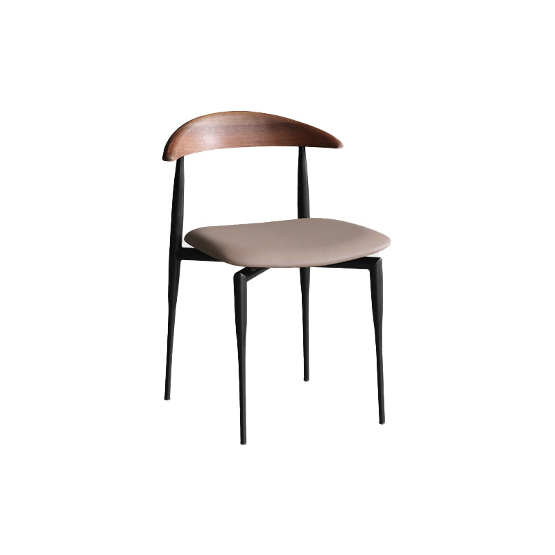 Minimalist Design Open Back Side Chairs Leather Dining Chairs