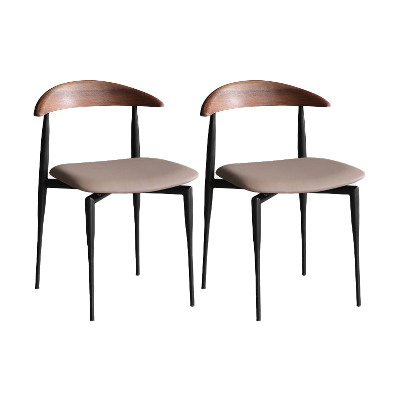 Minimalist Design Open Back Side Chairs Leather Dining Chairs