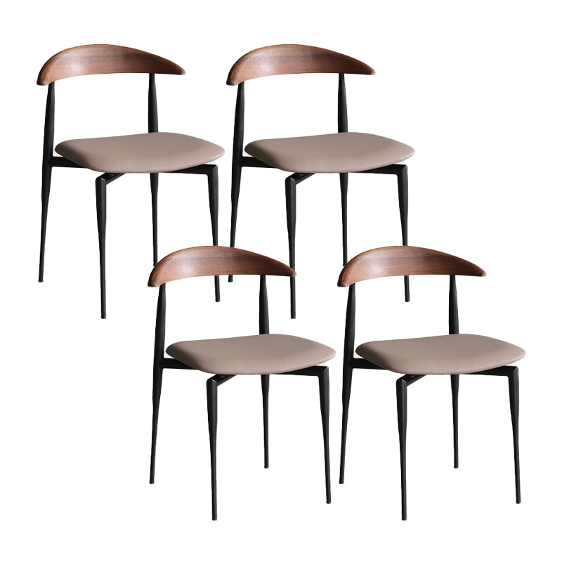 Minimalist Design Open Back Side Chairs Leather Dining Chairs