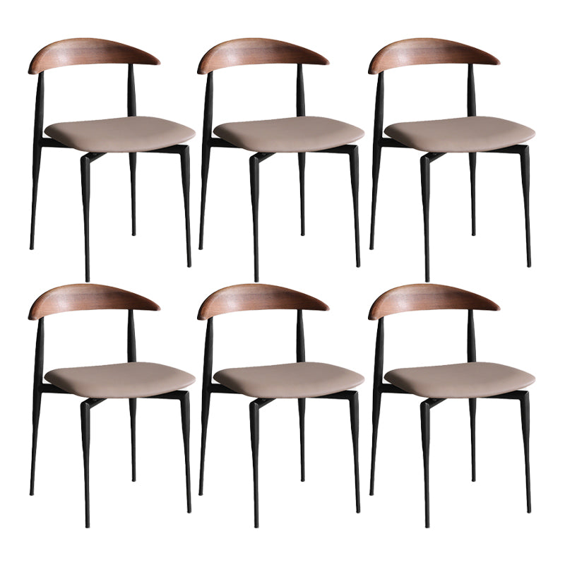 Minimalist Design Open Back Side Chairs Leather Dining Chairs