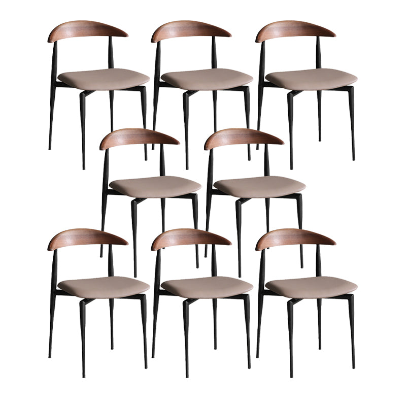 Minimalist Design Open Back Side Chairs Leather Dining Chairs