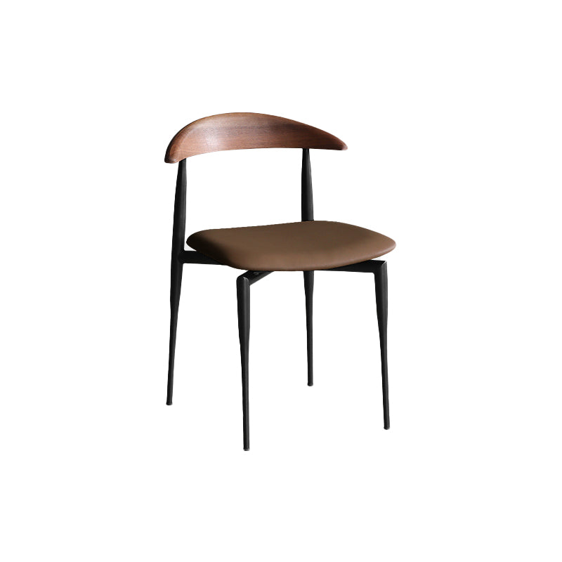 Minimalist Design Open Back Side Chairs Leather Dining Chairs