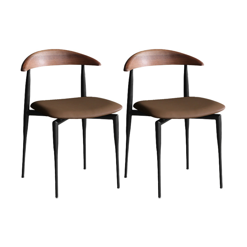 Minimalist Design Open Back Side Chairs Leather Dining Chairs