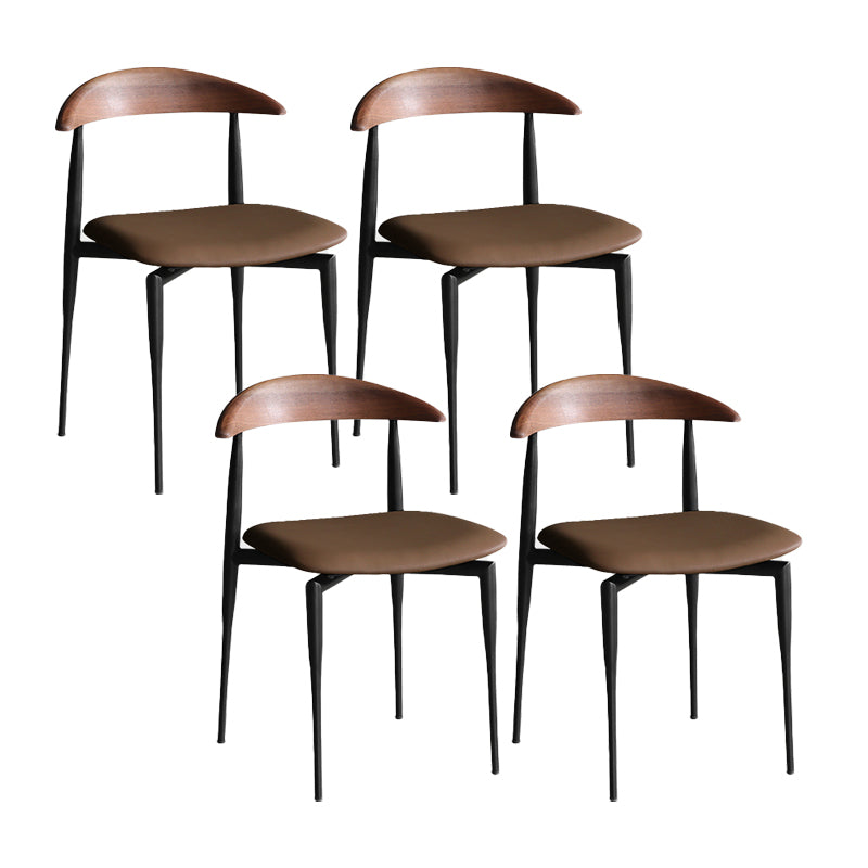 Minimalist Design Open Back Side Chairs Leather Dining Chairs