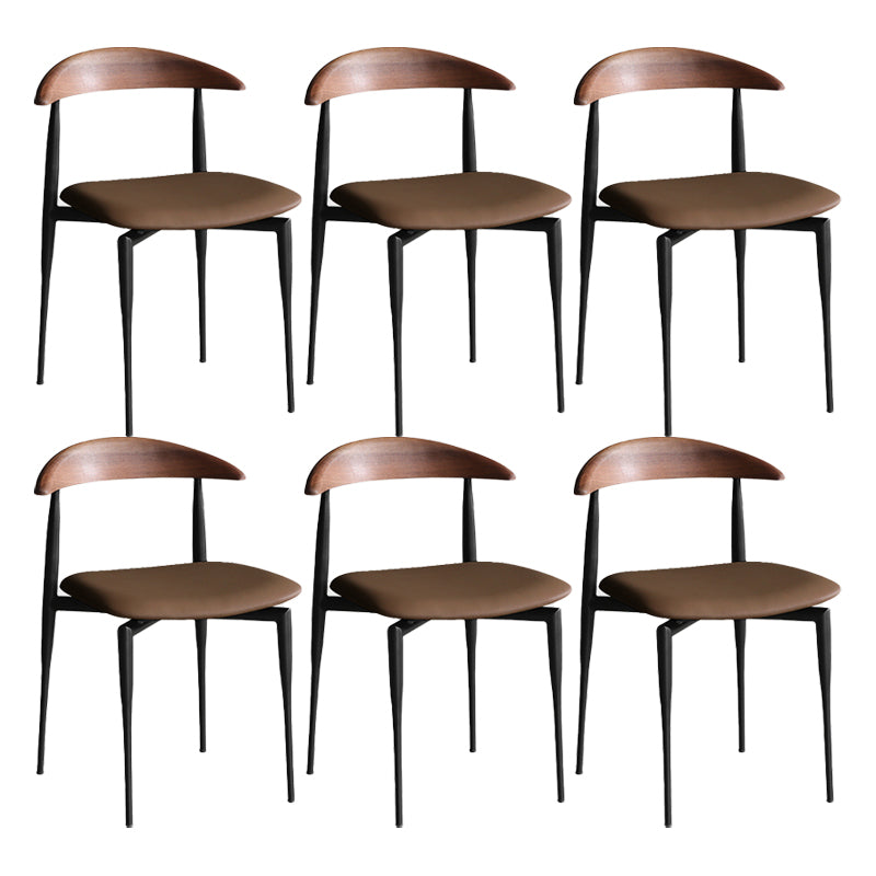 Minimalist Design Open Back Side Chairs Leather Dining Chairs