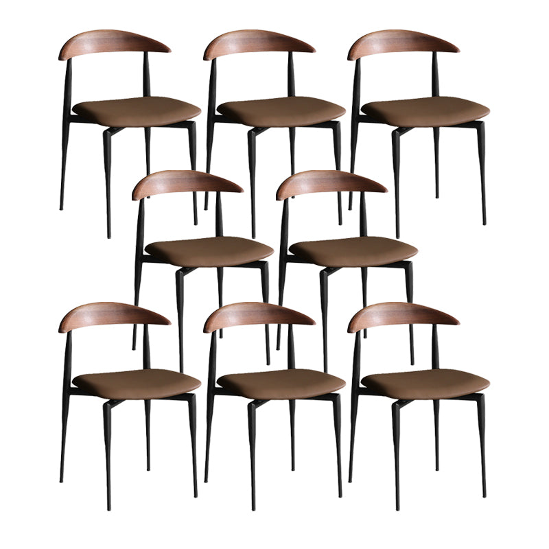 Minimalist Design Open Back Side Chairs Leather Dining Chairs