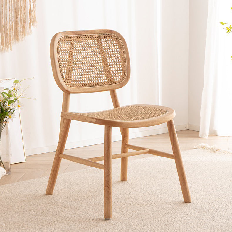 Scandinavian Style Wicker Dining Chairs for Home Open Back Side Chair