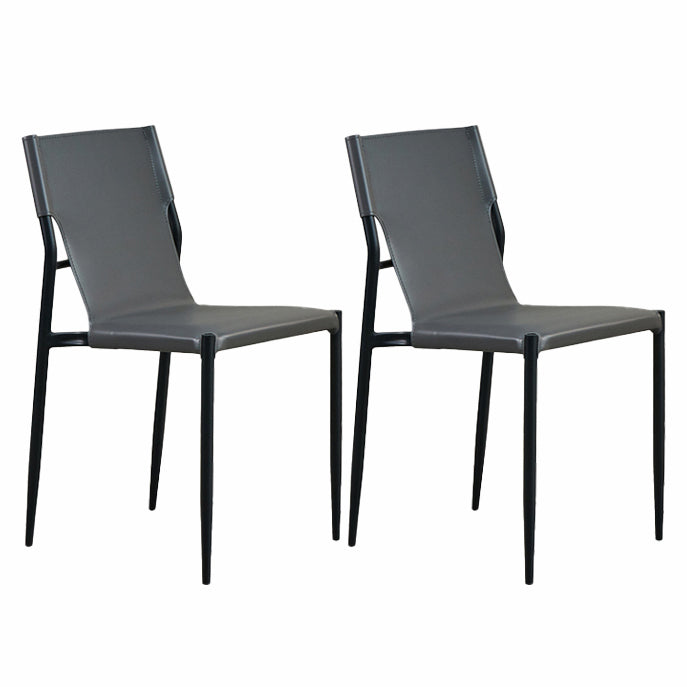 Minimalist Style Leather Dining Side Chair Armless Solid Back Chairs for Kitchen