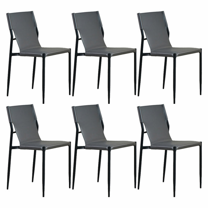 Minimalist Style Leather Dining Side Chair Armless Solid Back Chairs for Kitchen