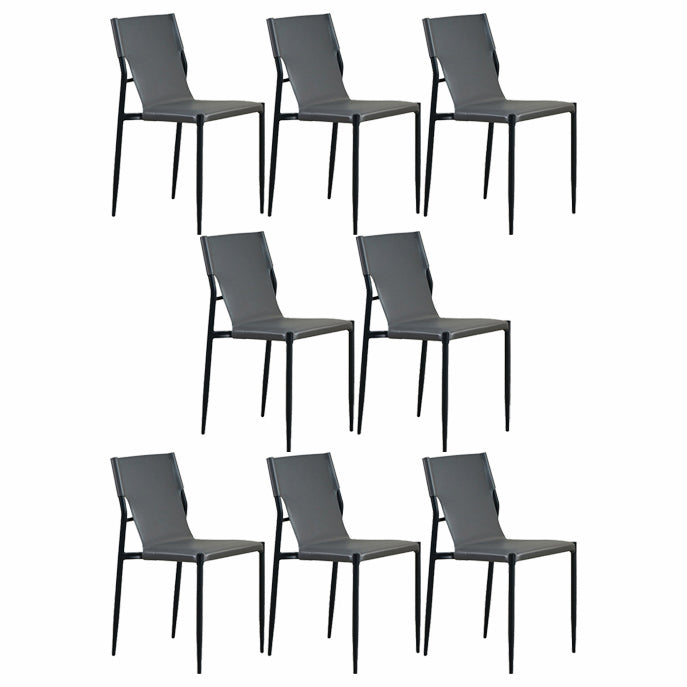 Minimalist Style Leather Dining Side Chair Armless Solid Back Chairs for Kitchen