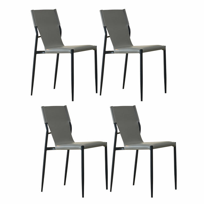 Minimalist Style Leather Dining Side Chair Armless Solid Back Chairs for Kitchen