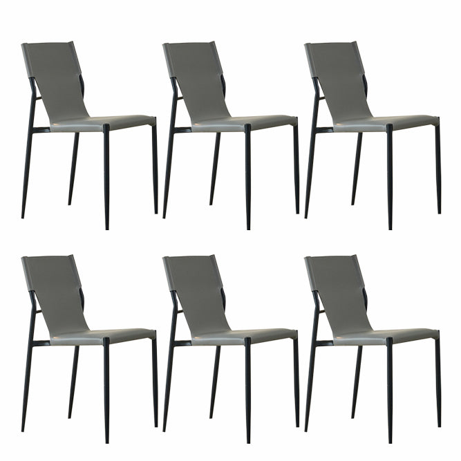 Minimalist Style Leather Dining Side Chair Armless Solid Back Chairs for Kitchen