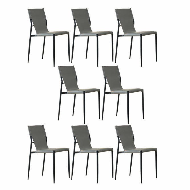 Minimalist Style Leather Dining Side Chair Armless Solid Back Chairs for Kitchen