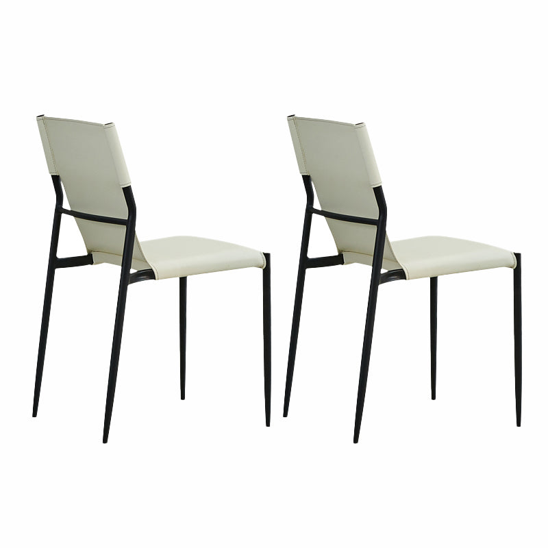 Minimalist Style Leather Dining Side Chair Armless Solid Back Chairs for Kitchen