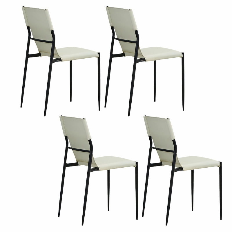 Minimalist Style Leather Dining Side Chair Armless Solid Back Chairs for Kitchen