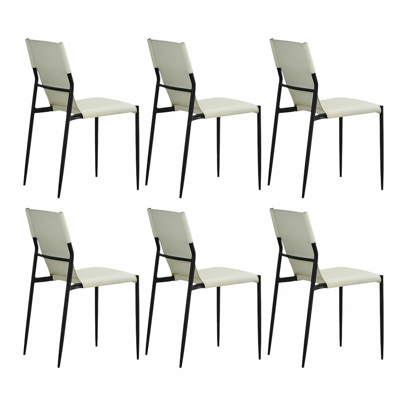 Minimalist Style Leather Dining Side Chair Armless Solid Back Chairs for Kitchen