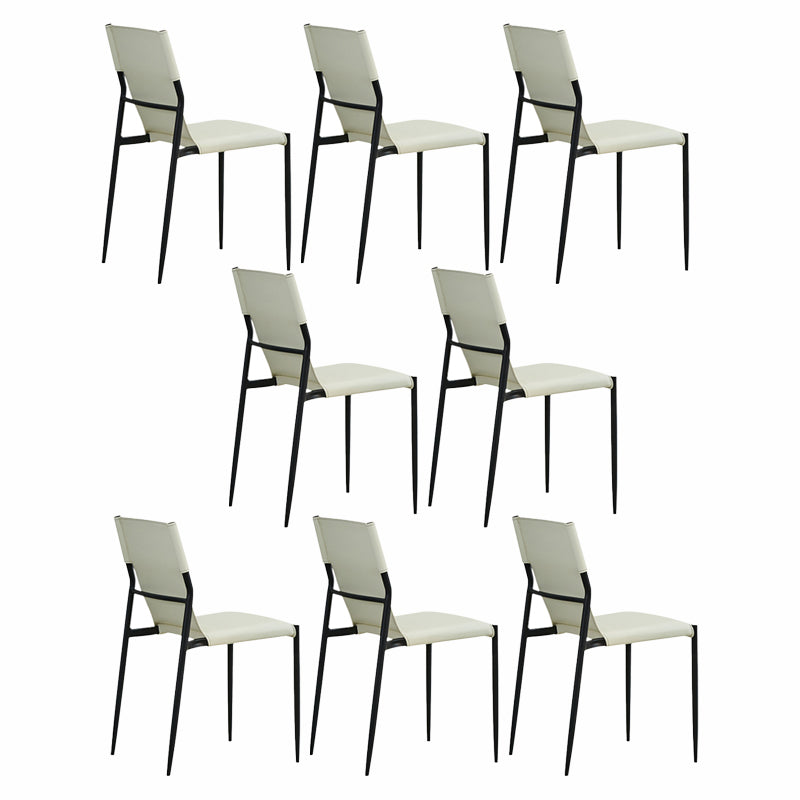 Minimalist Style Leather Dining Side Chair Armless Solid Back Chairs for Kitchen