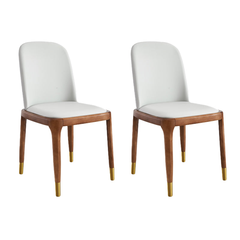 Minimalist Style Armless Solid Back Chairs Leather Dining Side Chairs