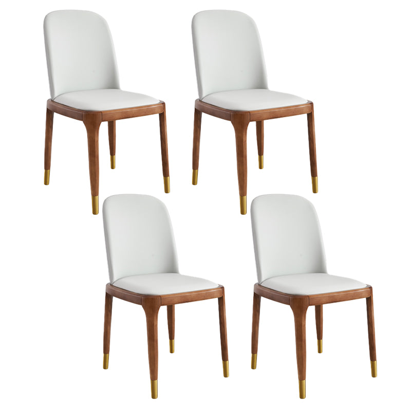 Minimalist Style Armless Solid Back Chairs Leather Dining Side Chairs