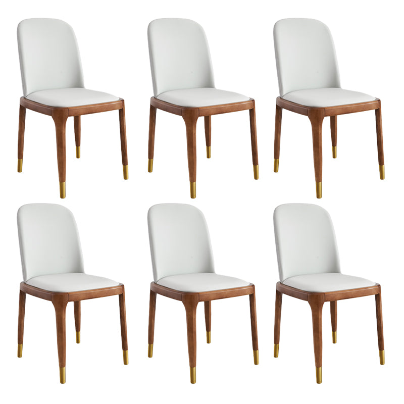 Minimalist Style Armless Solid Back Chairs Leather Dining Side Chairs