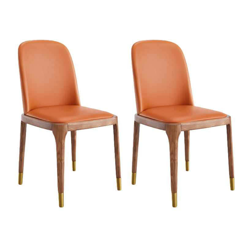 Minimalist Style Armless Solid Back Chairs Leather Dining Side Chairs