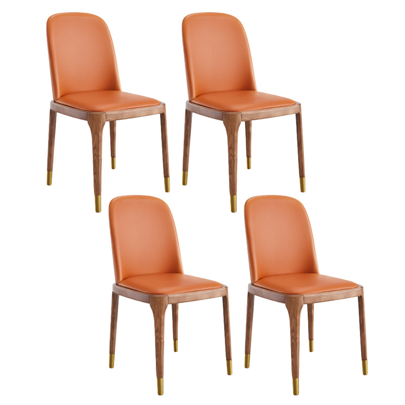 Minimalist Style Armless Solid Back Chairs Leather Dining Side Chairs