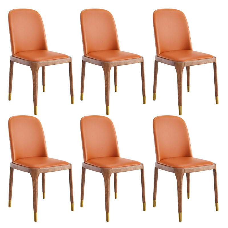 Minimalist Style Armless Solid Back Chairs Leather Dining Side Chairs