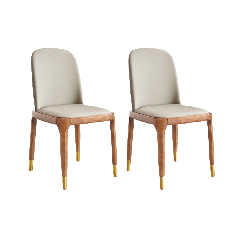 Minimalist Style Armless Solid Back Chairs Leather Dining Side Chairs